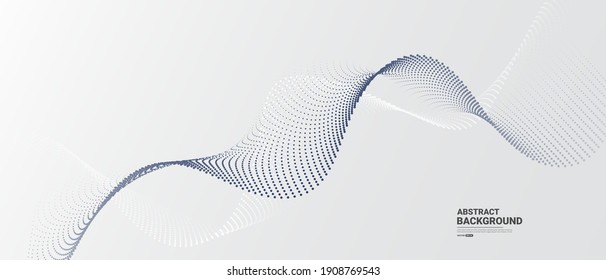 Gray   white abstract background and flowing particles  Digital future technology concept  vector illustration 	
