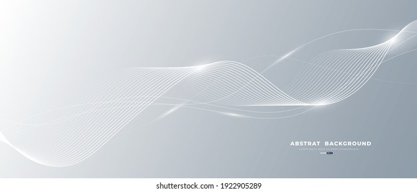 Gray And White Abstract Background With Flowing Particles. Digital Future Technology Concept. Vector Illustration.	
