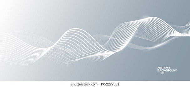 Gray and white abstract background with flowing particles. Digital future technology concept. vector illustration.	
