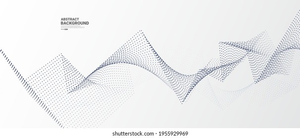 Gray and white abstract background with flowing particles. Digital future technology concept. vector illustration.