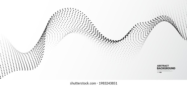 Gray and white abstract background with flowing particles. Digital future technology concept. vector illustration.