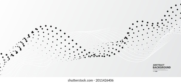 Gray and white abstract background with  flowing particles. Digital future technology concept. vector illustration.