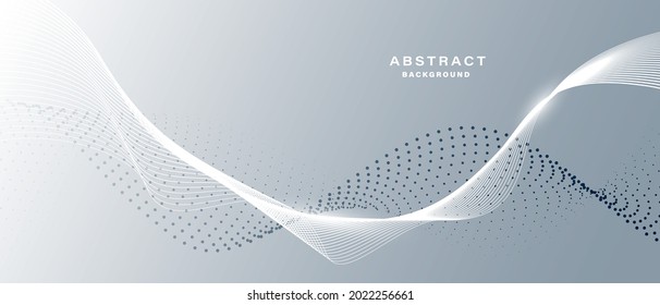 Fondo abstracto gris y blanco con partículas fluidas. Concepto de tecnología digital para el futuro. ilustración vectorial.