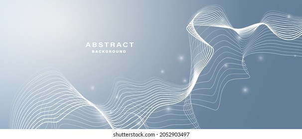 Gray and white abstract background with flowing particles. Digital future technology concept. vector illustration.