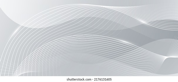 Gray and white abstract background with flowing particles. Digital future technology concept. vector illustration.