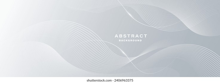 Gray and white abstract background with flowing lines. Digital technology concept. Vector illustration.