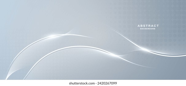 Gray and white abstract background with flowing particles. Digital future technology concept. vector illustration.
