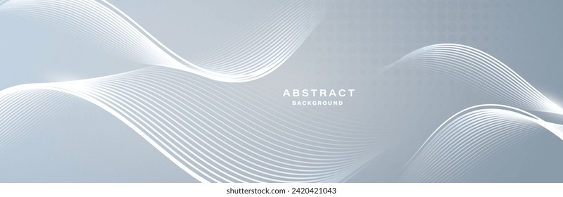 Gray and white abstract background with flowing particles. Digital future technology concept. vector illustration.