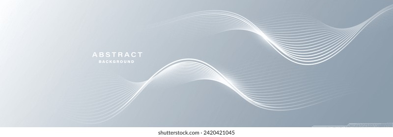 Gray and white abstract background with flowing particles. Digital future technology concept. vector illustration.