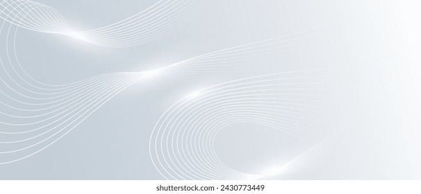 Gray and white abstract background with flowing particles. Digital future technology concept. vector illustration.