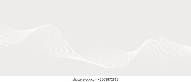 Fondo abstracto gris y blanco con partículas que fluyen. Concepto de tecnología de futuro digital. Fondo Abstractas de la onda del papel blanco y líneas abstractas de la curva del gradiente y de la onda blanca