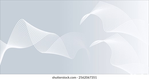 Gray and white abstract background with flowing particles. Digital future technology concept. vector illustration.