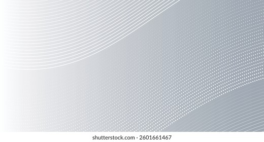 Gray and white abstract background with flowing particles. Digital future technology concept. vector illustration.