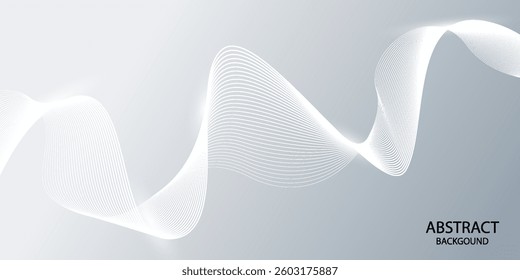 Gray and white abstract background with flowing particles. Digital future technology concept. vector illustration. EPS2