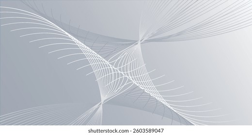 Gray and white abstract background with flowing particles. Digital future technology concept. vector illustration.
