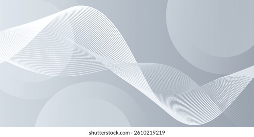 Gray and white abstract background with flowing particles. Digital future technology concept. vector illustration.	
