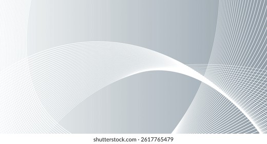 Gray and white abstract background with flowing particles. Digital future technology concept. eps 10