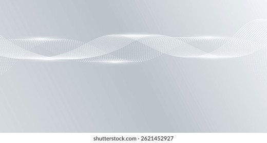 Gray and white abstract background with flowing particles. Digital future technology concept. vector illustration.