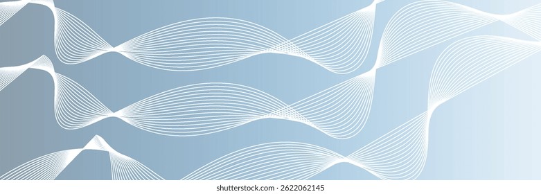 Gray and white abstract background with flowing particles. Digital future technology concept.