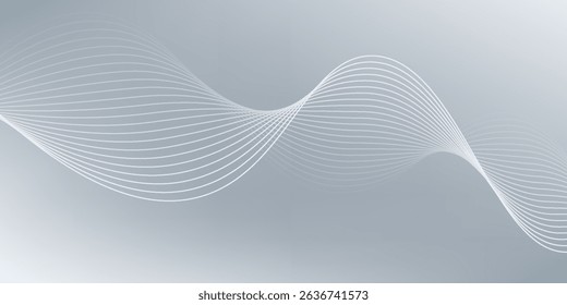 Gray and white abstract background with flowing particles. Digital future technology concept. vector illustration.