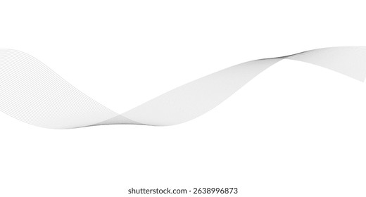 Gray and white abstract background with flowing particles. Abstract wave element for design. Digital frequency track equalizer. Stylized line art background