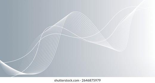 Fondo abstracto gris y blanco con partículas que fluyen.