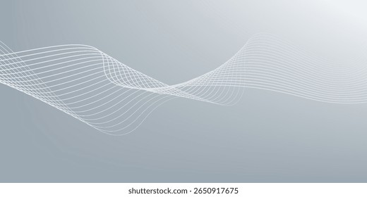Gray and white abstract background with flowing particles. Digital future technology concept. vector illustration.	
