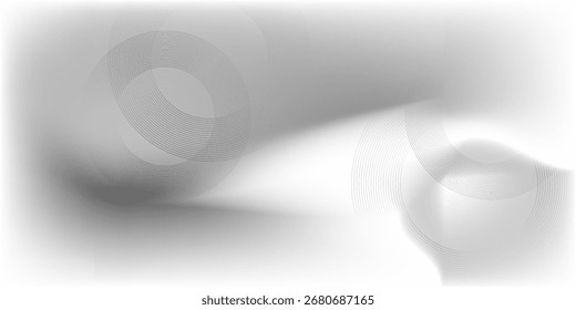 Gray and white abstract background with flowing particles. Digital future technology concept.
