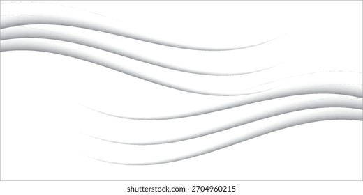 Abstrakter grauer und weißer Hintergrund mit fließenden Partikeln. Digitales Zukunftstechnologie-Konzept. Vektorgrafik.