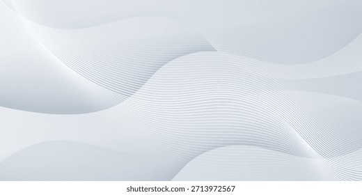 Fondo abstracto gris y blanco con partículas que fluyen. Concepto de tecnología de futuro digital. Ilustración vectorial.