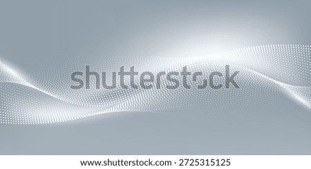Gray and white abstract background with flowing particles. Digital future technology concept. vector illustration.