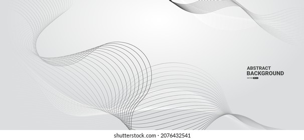 Gray and white abstract background with wavy lines. Digital future technology concept. vector illustration.