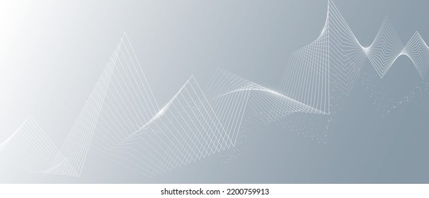 Gray and white abstract background with wavy lines. Digital future technology concept. vector illustration.