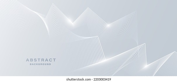 Gray and white abstract background with wavy lines. Digital future technology concept. vector illustration.
