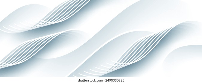 gray white abstract background with wavy lines composition