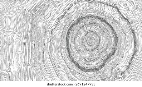 Textura abstrata cinzenta e branca que se assemelha a grãos de madeira e anéis de crescimento circulares.