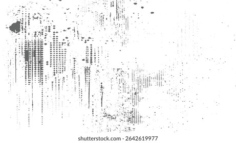 Gray and white abstract texture with varying shades of gray speckles dots and vertical lines creating a distressed grunge effect.