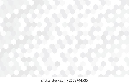 Gray and white abstract wide horizontal banner with hexagon carbon fiber network technology vector background