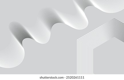 Gray and white background with flowing particles. Digital future technology concept.