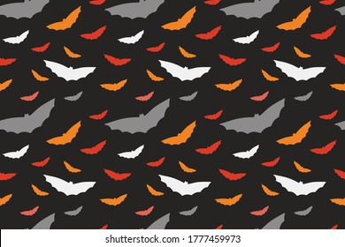 gray and white bat flock in the dark sky seamless pattern. Vector file for different print designs. Can be used for fabric, wallpaper, wrapping paper. 