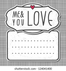 gray white big label me and you love on gray patterned background