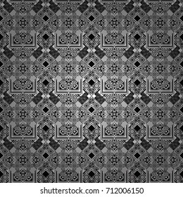Gray, white and black background. Vector colorful rectangles seamless pattern.