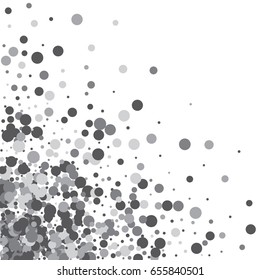Gray, white and black circles on white background. Vector round confetti splash isolated on white background. For your design postcards, posters, business. Vector illustration,eps 10.