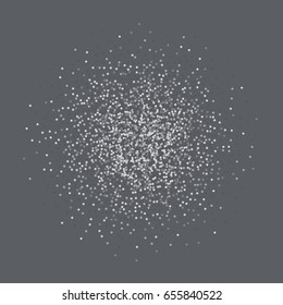 Gray, white and black circles on gray background. Vector round confetti splash isolated on gray background. For your design postcards, posters, business. Vector illustration,eps 10.
