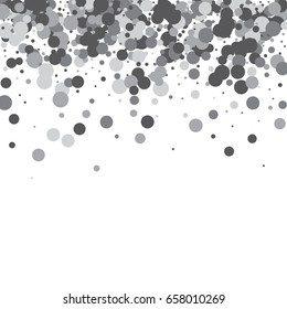 Gray, white and black circles on white background. Vector round confetti splash isolated on white background. For your design postcards, posters, business. Vector illustration,eps 10.