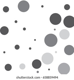 Gray, white and black circles on white background. Vector round confetti splash isolated on white background. For your design postcards, posters, business. Vector illustration,eps 10.