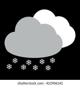 Gray and white cloud with snow flake icon vector on black background