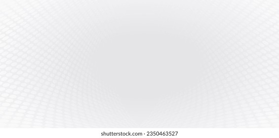 Banner de líneas punteadas de color gris y blanco, fondo. Fondo de perspectiva de efecto de medio tono en blanco y negro. Ideal para publicidad, tarjeta de visita, banner de sitio web, diseño de encabezado o pie de página.