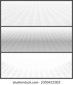 Graue und weiße Farbton quadratischer Linien Banner, Hintergrundset. Schwarz-Weiß-Halbton-Effekt-Perspektive Hintergrund. Werbung, Werbung, Visitenkarte, Website-Banner, Kopfzeile oder Fußzeilendesign.