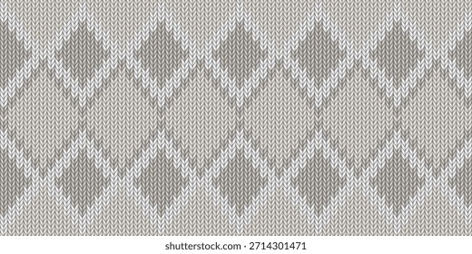 Grau-weißer Diamant gewirkt nahtloses Muster Hintergrund grafische Illustration.